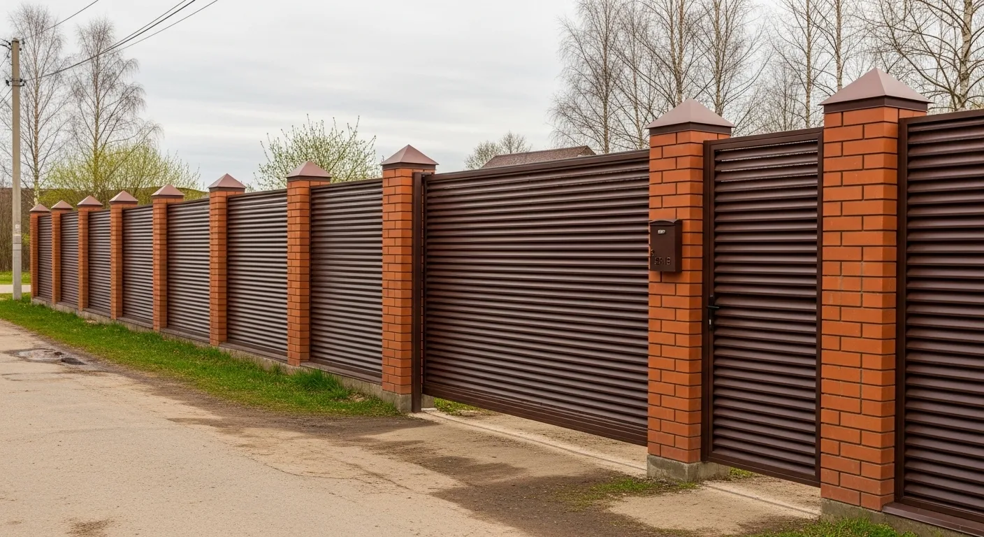 Забор жалюзи с воротами и калиткой